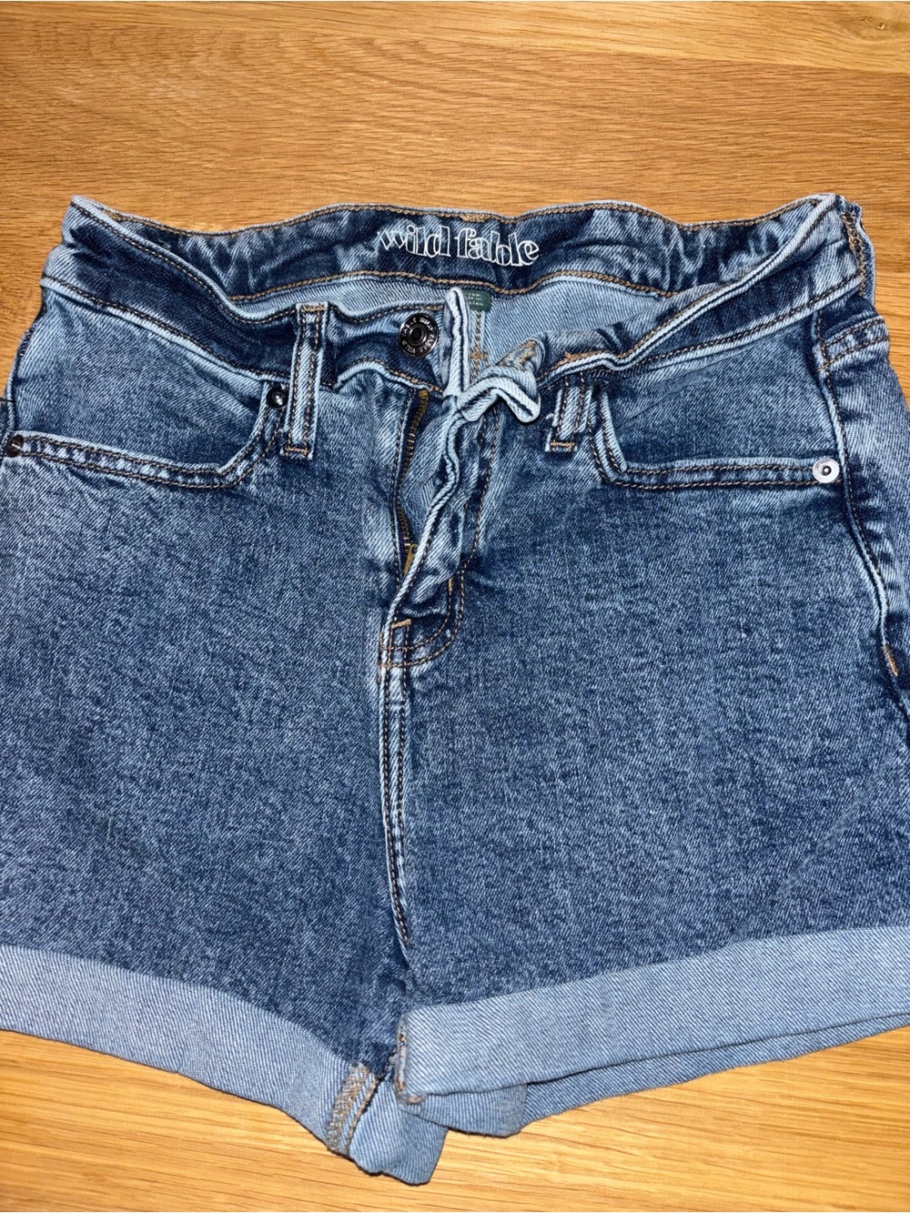 wild fable Medium Blue High-Rise Rolled Hem Jean Shorts